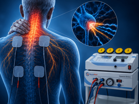Relatyv Interferential current therapy Shown to provide analgesic effects in studies of neck pain, low back pain, knee osteoarthritis, and post-operative knee pain.