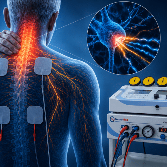Relatyv Interferential current therapy Shown to provide analgesic effects in studies of neck pain, low back pain, knee osteoarthritis, and post-operative knee pain.